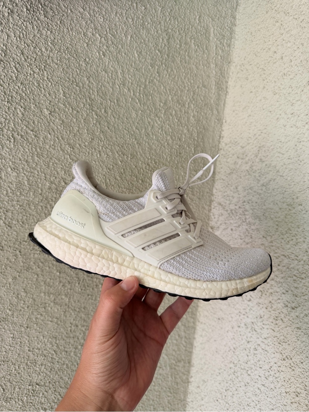 adidas UltraBoost White Knit Running Shoe